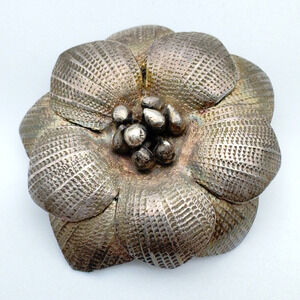 Vintage Sterling Silver Flower Pendant Artisan Made Dimensional 9.75g